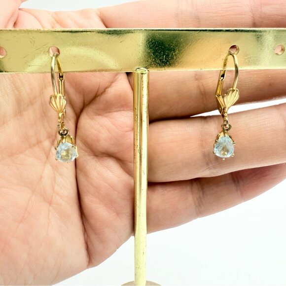 Blue Topaz Gold Vermeil Leverback Earrings - Picture 3 of 7